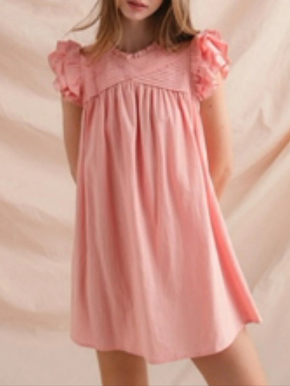So Me Blush Dress Flutter Sleeve Size S
